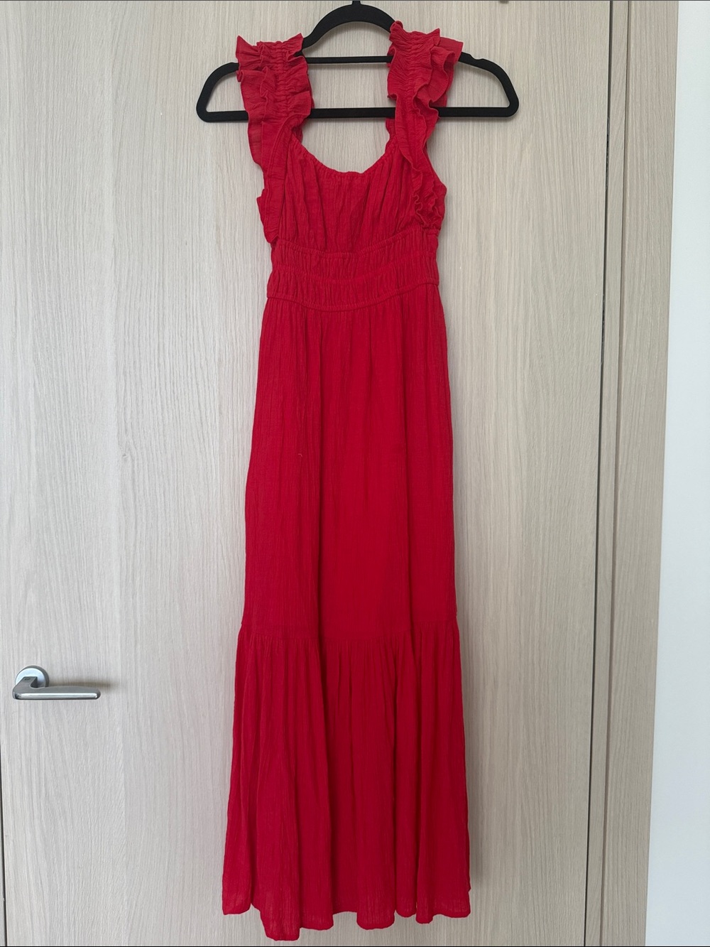 Abercrombie & Fitch Red crinkle maxi sundress dress XXSP | elevated chic - Picture 2 of 4